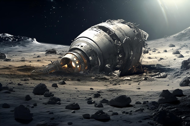 Spaceship or satellite crash on Moon or uninhabited Planet Failed expedition