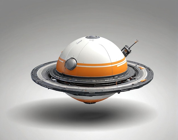 a spaceship with a large white dome on top