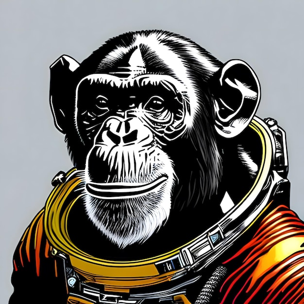 Spacesuited chimpanzee astronaut