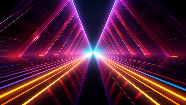 Spacethemed colorful neon lines room wallpaper