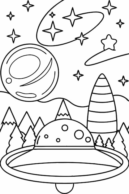 子供のためのスペーステーマのカラーページ