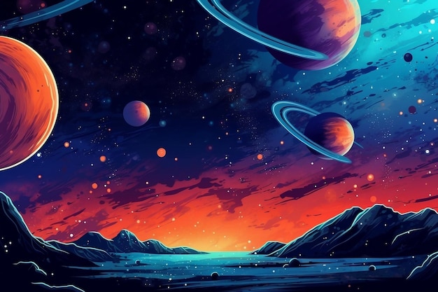 Spacethemed wallpaper banner background Generative Ai