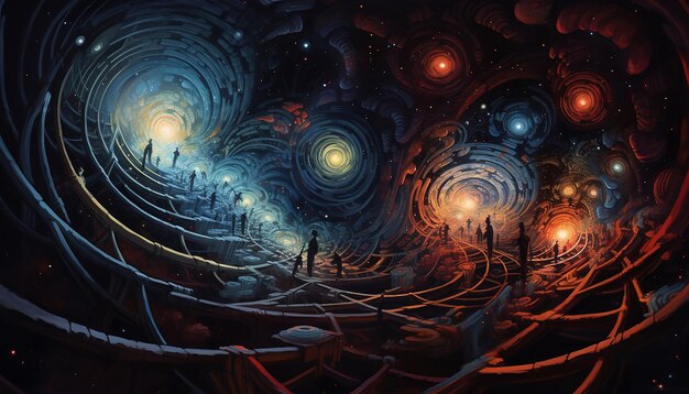 Photo spacetime warping cosmic and futuristic digital illustration