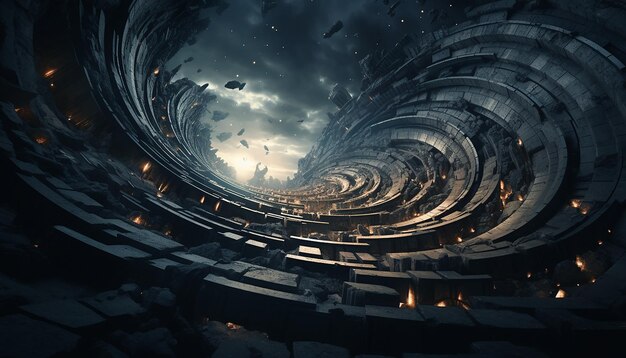 Spacetime warping Cosmic and futuristic digital illustration