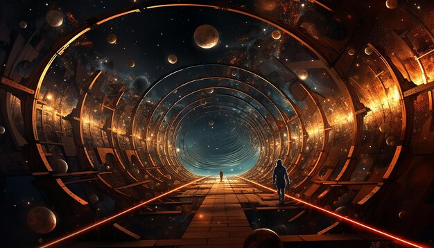 Spacetime warping Cosmic and futuristic digital illustration