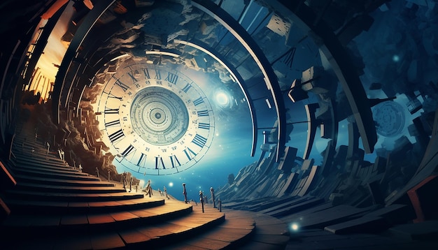 Photo spacetime warping cosmic and futuristic digital illustration