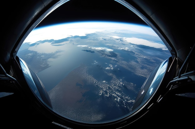 Spacetourism flight with view of planet earth below