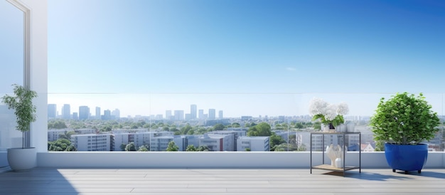 Photo spacious balcony and window in the exterior of a contemporary residential apartment building