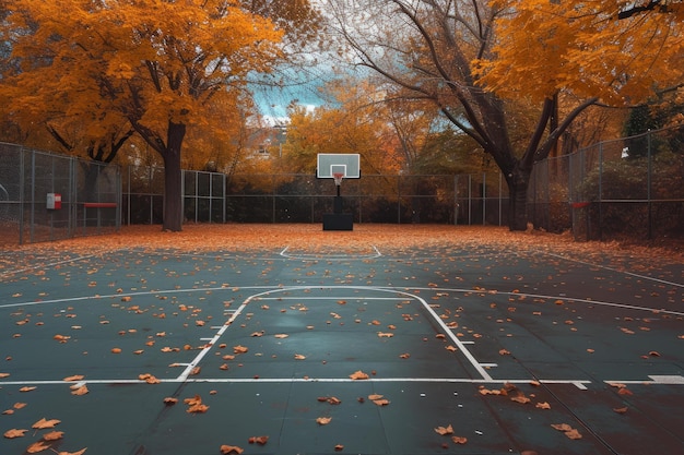 Foto ampio campo da basket all'aperto generate ai