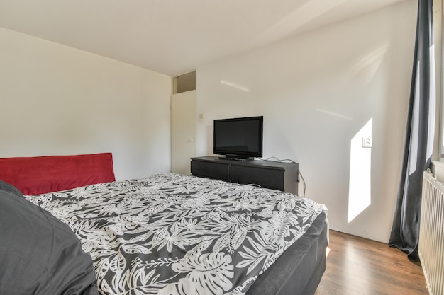 Spacious bedroom in modern flat