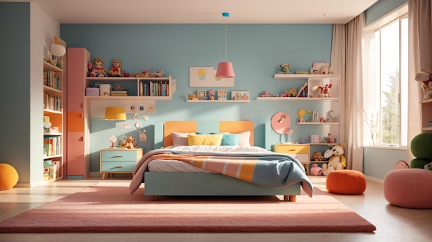 Spacious Kids Room in Beautiful Colors and Neat Design