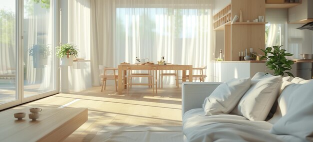 Photo spacious living room with big window photo ai generate