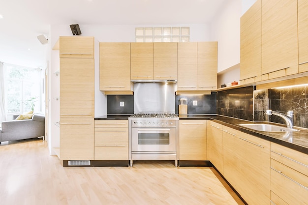 Spacious luxury kitchen with modern appliances
