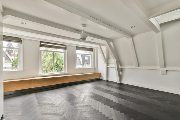 Spacious mansard styled empty room