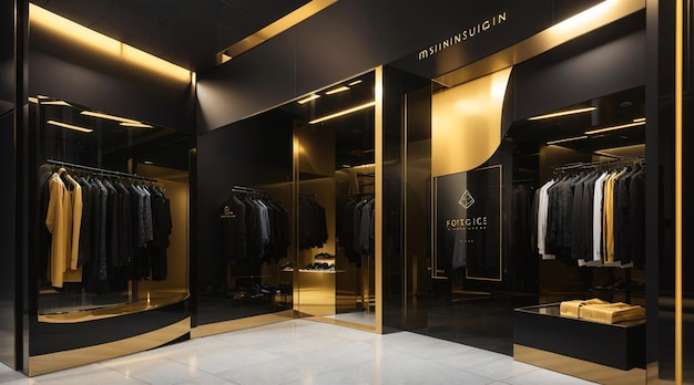 Spacious Men Clothing Store in Black and Gold