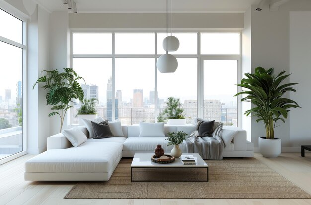 Spacious Modern Living Room Overlooking Cityscape