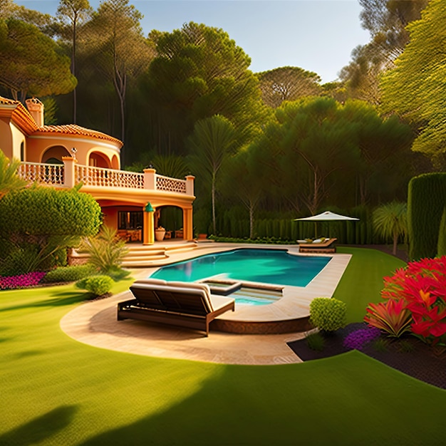 A spacious and wellmanicured backyard