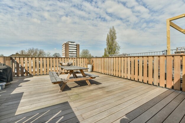 Spacious wooden terrace