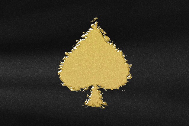 Spadekaartsymbool, speelkaartensymbool, abstract goud met zwarte achtergrond
