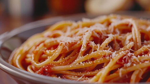 Spagetti in plate closeup