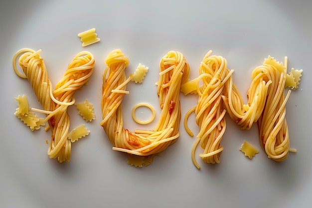 Photo spaghetti art on white plate generative ai