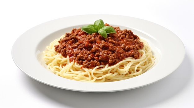 Foto spaghetti bolognese geïsoleerd op wit