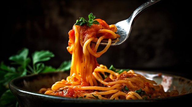 Spaghetti bolognese met tomatensaus en parmezaanse kaasgeneratieve ai