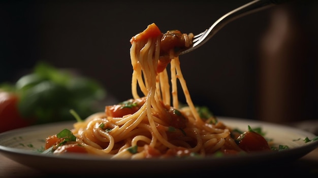 Spaghetti bolognese met tomatensaus en parmezaanse kaasgeneratieve ai