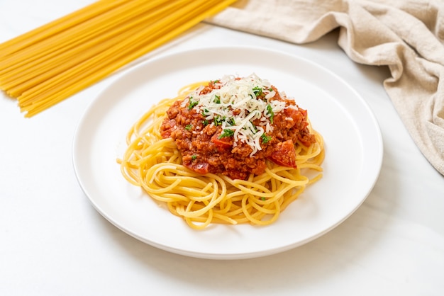 Spaghetti bolognese pork or spaghetti with minced pork tomato sauce