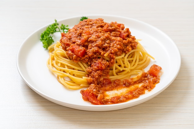 spaghetti bolognese varkensvlees of spaghetti met tomatensaus van varkensgehakt