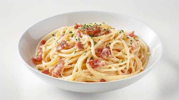 Spaghetti Carbonara on isolated White background