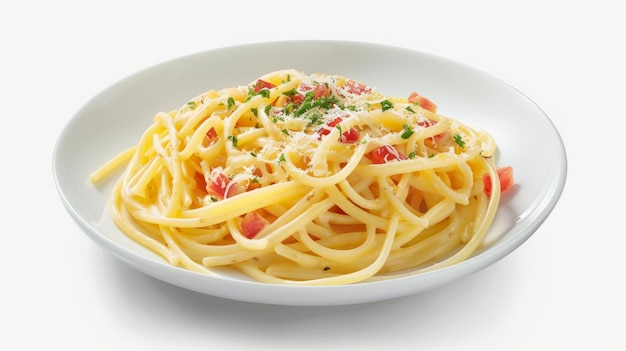 Spaghetti Carbonara on isolated White background