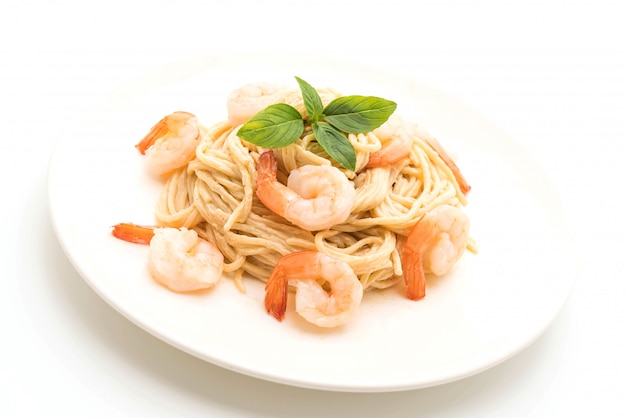 spaghetti cream cheese white sauce with shrimp