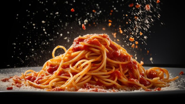 Foto un piatto di spaghetti su un piatto