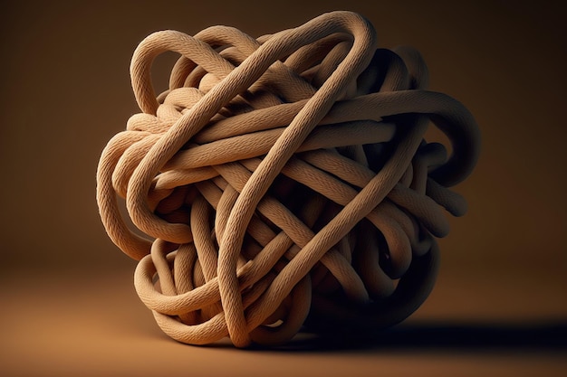 Foto spaghetti annodati insieme con la corda