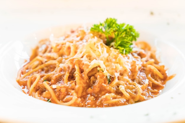 Spaghetti met vlees bolognese saus