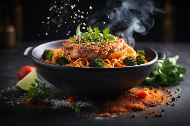 Spaghetti Noodles Vegetables Pasta Dish Italian Cuisine Culinary Creation Delicious Meal Vege