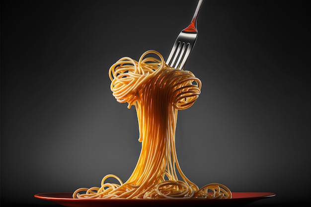 Spaghetti pasta on fork isolated background