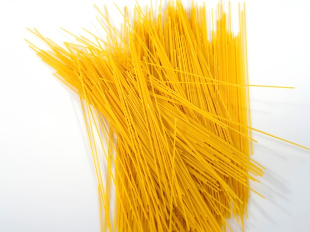 Spaghetti pasta on white background