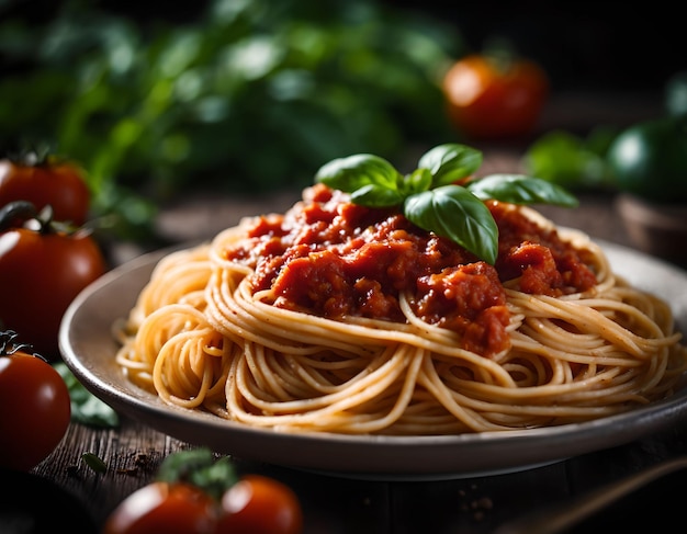 Spaghetti pasta with a delicious homemade tomato sauce