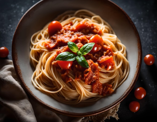 Spaghetti pasta with a delicious homemade tomato sauce