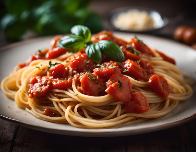 Spaghetti pasta with a delicious homemade tomato sauce