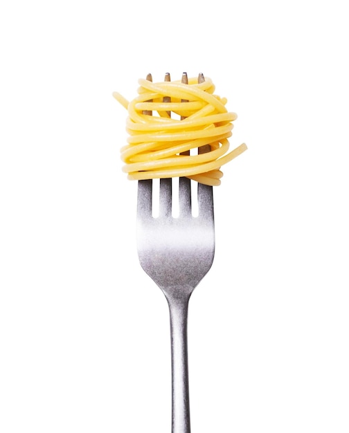 Photo spaghetti rolled on fork