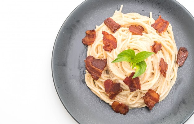 spaghetti roomkaas met spek