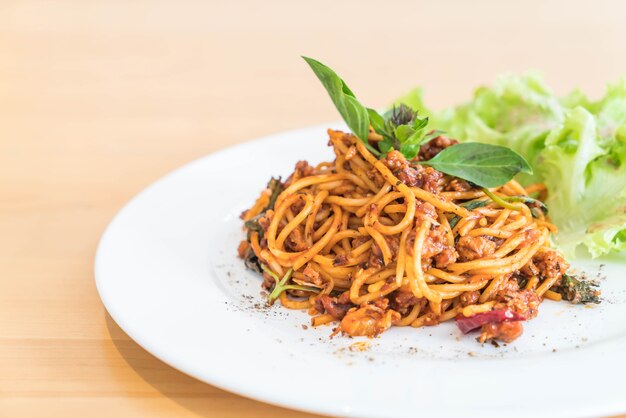 spaghetti varkensvlees met tomatensaus