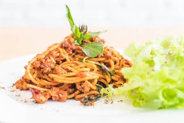 spaghetti varkensvlees met tomatensaus