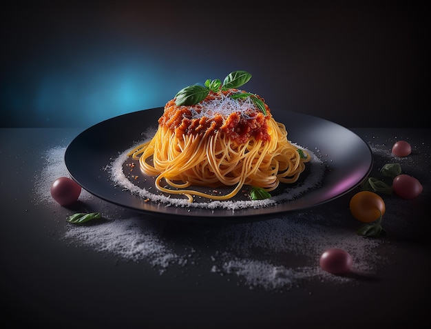 Spaghetti Voedselfotografie Heerlijke Italiaanse keuken Gemaakt met generatieve AI