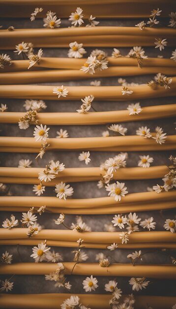 Foto spaghetti con fiori di camomilla focalizzazione selettiva tonificata