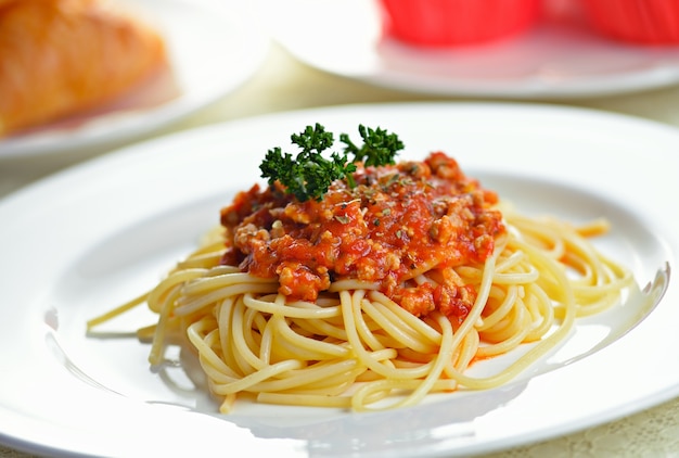 Spaghetti  with tomato beef sauce