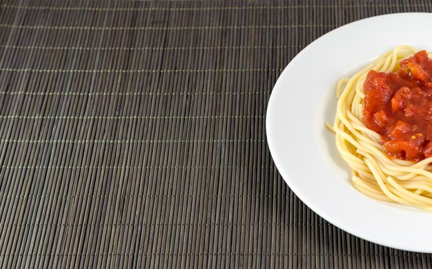 Spaghetti with tomato sauce, pasta